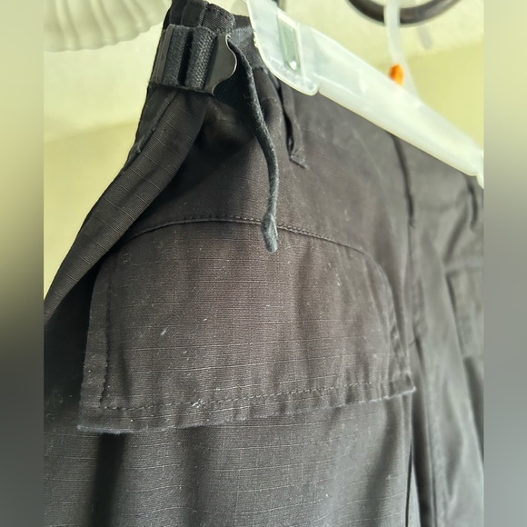 Black Tactical Cargo Pants Adjustable Waist Ripstop Utility Streetwear - Picture 5 of 16